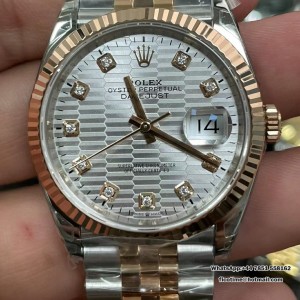 VSF VS3235 DateJust 36mm Fluted Bezel Silver Motif Dial Diamond Marker RG/SS Jubilee Bracelet - Image 1