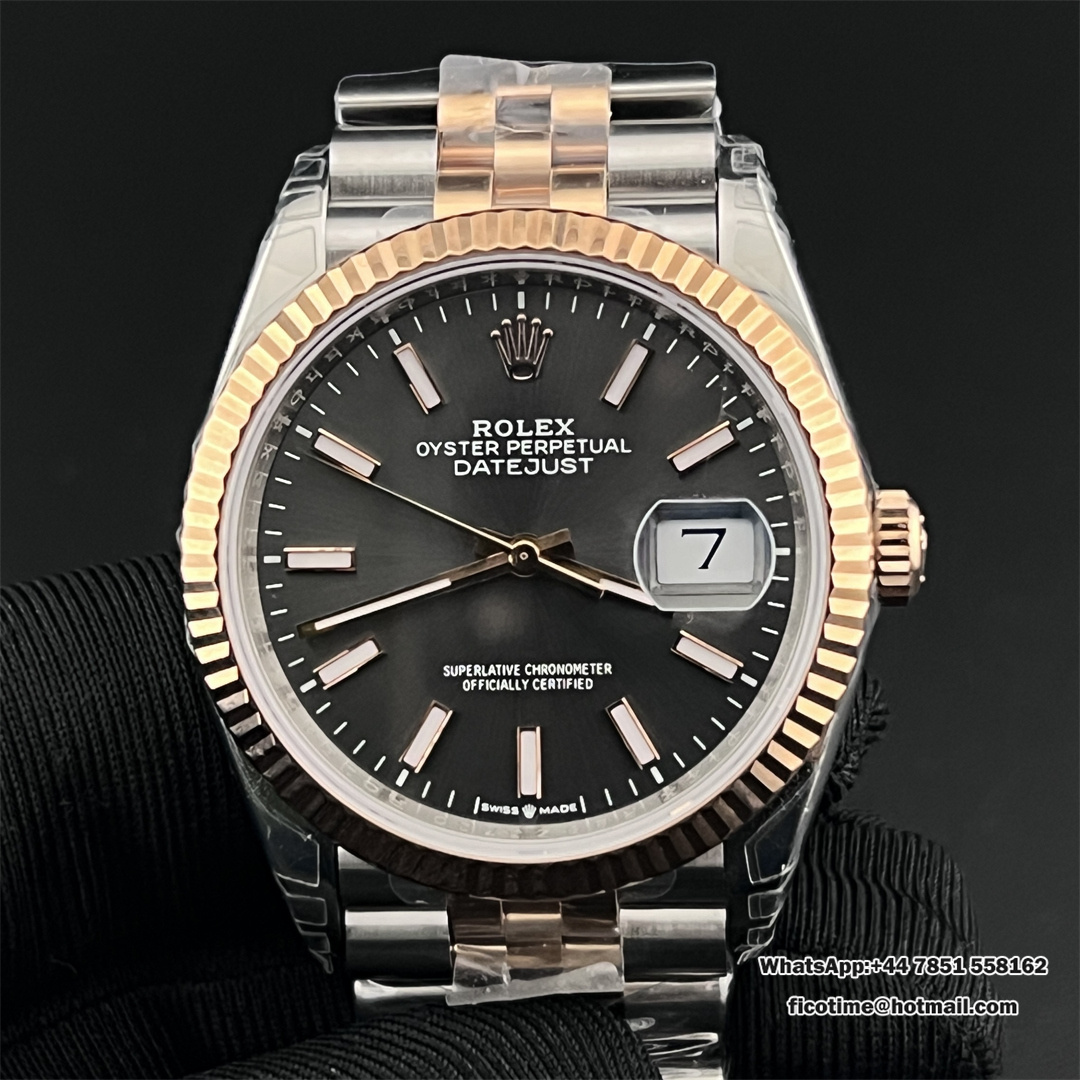 VSF VS3235 DateJust 36mm Fluted Bezel Grey Dial RG/SS Jubilee Bracelet ...