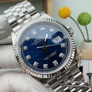VSF VS3235 DateJust 36mm Fluted Bezel Blue Dial Diamond Marker Jubilee Bracelet - Image 1