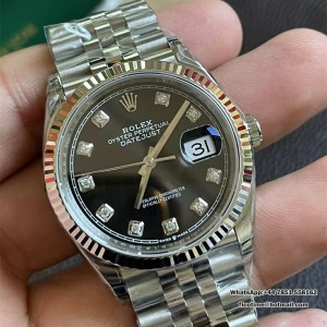 VSF VS3235 DateJust 36mm Fluted Bezel Black Dial Diamond Marker Jubilee Bracelet - Image 1