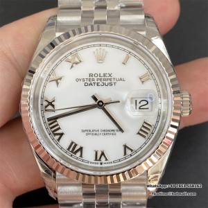 VSF VS3235 DateJust 36mm Fluted Bezel White Dial Roma Marker Jubilee Bracelet - Image 1