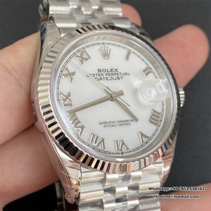 VSF VS3235 DateJust 36mm Fluted Bezel White Dial Roma Marker Jubilee Bracelet - Image 8