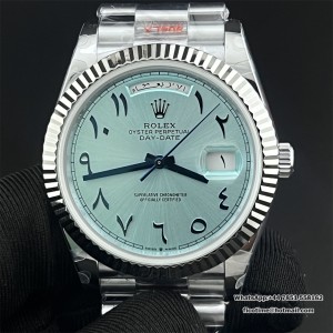 GMF A2836 Tungsten DayDate 40MM Ice Blue Dial Arabic Marker President Bracelet - Image 1