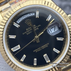 GMF A2836 Tungsten DayDate 40MM YG Black Dial Diamond Marker YG President Bracelet - Image 2
