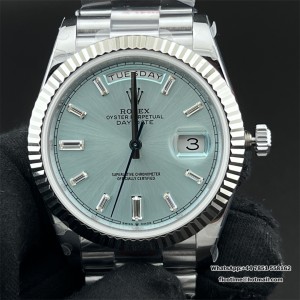 GMF A2836 Tungsten DayDate 40MM Ice Blue Dial Diamond Marker President Bracelet - Image 1