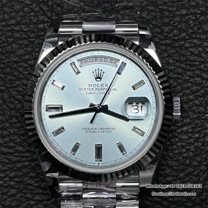 GMF A2836 Tungsten DayDate 40MM Ice Blue Dial Diamond Marker President Bracelet - Image 9