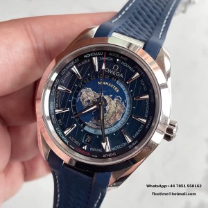 VSF A8938 Seamaster 43mm AQUA TERRA 150M Worldtimer Blue Dial Blue Rubber Strap - Image 7