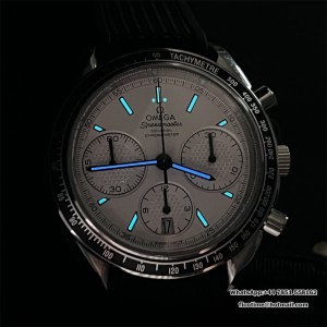 HRF A7750 Speedmaster 40mm Racing Master White Dial Black Rubber Strap - Image 9