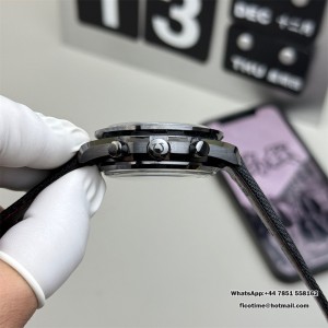 N1F A7750 Speedmaster 44mm  "Dark Side of The Moon" Real Ceramic Black Dial Black Leather Strap - Image 4