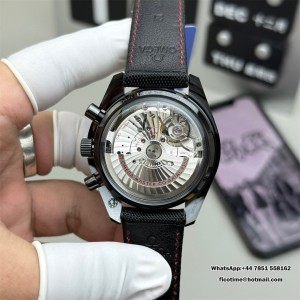 N1F A7750 Speedmaster 44mm  "Dark Side of The Moon" Real Ceramic Black Dial Black Leather Strap - Image 6