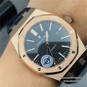 APSF A3120 AP Royal Oak 41mm 15400 RG Black Dial Black Leather Strap - Image 3