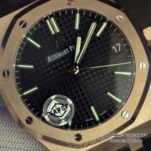 APSF A4302 AP Royal Oak 41mm 15500 RG Black Dial Black Leather Strap - Image 6