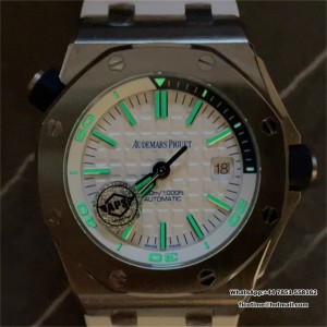 APSF SA3120 AP Royal Oak Offshore 42mm 15710 White Dial White Rubber Strap - Image 7