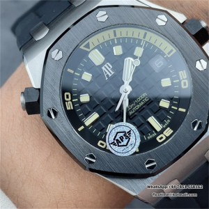 APSF SA4308 AP Royal Oak Offshore 42mm 15720 Black Dial Black Rubber Strap - Image 5