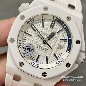 APSF SA3120 AP Royal Oak Offshore 42mm 15707 Ceramic Bezel White Dial White Rubber Strap - Image 4