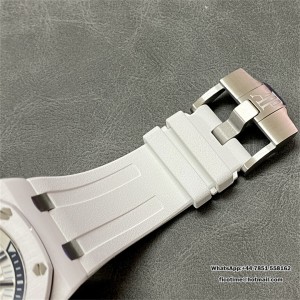 APSF SA3120 AP Royal Oak Offshore 42mm 15707 Ceramic Bezel White Dial White Rubber Strap - Image 5