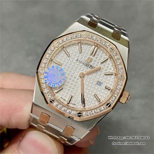 ZF Swiss Quartz AP Royal Oak 33mm 67651 Diamond Bezel RG White Dial RG Bracelet - Image 6