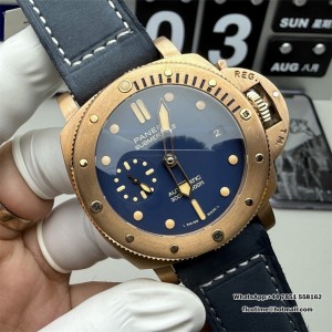 VSF P9000 PAM1074 42mm Submersible Bronze Blue Dial Blue Leather Strap - Image 4