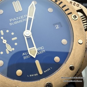 VSF P9000 PAM1074 42mm Submersible Bronze Blue Dial Blue Leather Strap - Image 5
