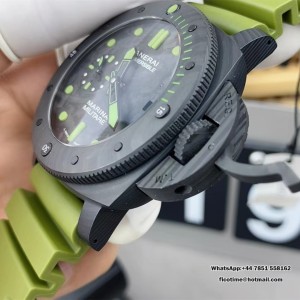 VSF P9000 PAM961 47mm Submersible Carbon Black Dial Green Rubber Strap - Image 6