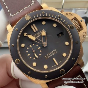 VSF P9010 PAM968 47mm Submersible Bronze Black Dial Brown Leather Strap - Image 4