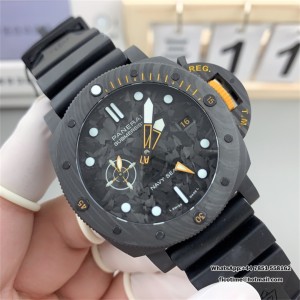 VSF P9000 PAM1324 44mm Submersible GMT Carbon Blue Dial Black Rubber Strap - Image 5