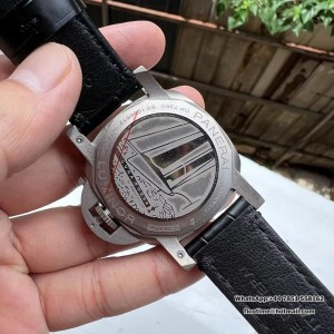 VSF P9010 PAM1096 42mm Luminor GMT Titanium Black Dial Black Leather Strap - Image 6