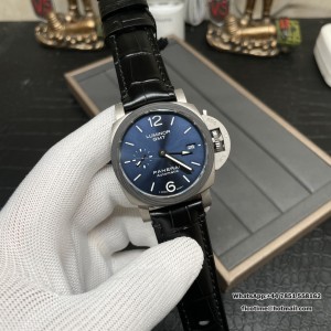 VSF P9010 PAM1279 42mm Luminor GMT Titanium Blue Dial Black Leather Strap - Image 5