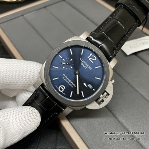 VSF P9010 PAM1279 42mm Luminor GMT Titanium Blue Dial Black Leather Strap - Image 6