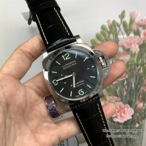 VSF P9000 PAM312 44mm Luminor Black Dial Black Leather Strap - Image 5