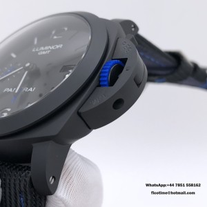 VSF P9010 PAM1176 44mm Luminor GMT Bucherer Blue Black Dial Black Nylon Strap - Image 3