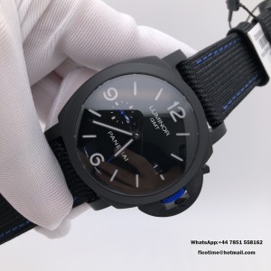 VSF P9010 PAM1176 44mm Luminor GMT Bucherer Blue Black Dial Black Nylon Strap - Image 6