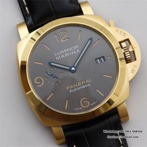 VSF P9010 PAM115 44mm Luminor YG Grey Dial Black Leather Strap - Image 4