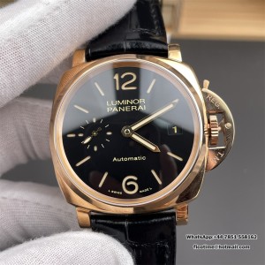 VSF P9001 PAM908 42mm Luminor RG Black Dial Black Leather Strap - Image 4