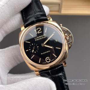 VSF P9001 PAM908 42mm Luminor RG Black Dial Black Leather Strap - Image 6