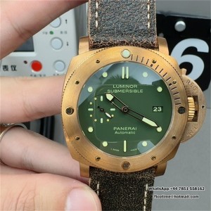 VSF P9000 PAM382 47mm Submersible Bronze Green Dial Green Leather Strap - Image 4