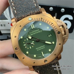 VSF P9000 PAM382 47mm Submersible Bronze Green Dial Green Leather Strap - Image 9