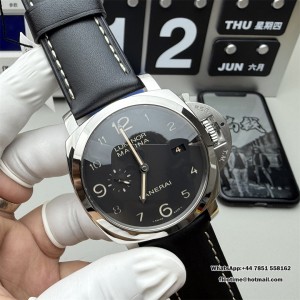 VSF P9000 PAM359 44mm Luminor Black Dial Black Leather Strap - Image 6