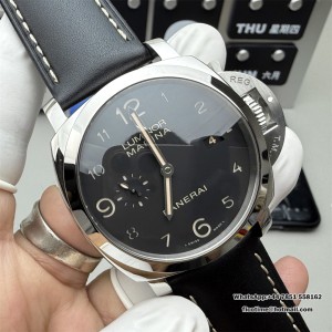 VSF P9000 PAM359 44mm Luminor Black Dial Black Leather Strap - Image 8