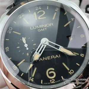 VSF P9000 PAM531 44mm Luminor GMT Black Dial Black Leather Strap - Image 4