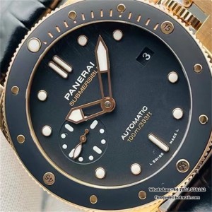 VSF OP XXXIV PAM974 42mm Submersible RG Black Dial Black Leather Strap - Image 6