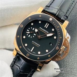 VSF OP XXXIV PAM974 42mm Submersible RG Black Dial Black Leather Strap - Image 7