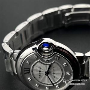 AF NH05A Ballon Bleu De Cartier 33mm White Dial Diamond Marker Two Hands SS Bracelet - Image 3
