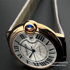 AF A2824 Ballon Bleu De Cartier 42mm RG White Dial Brown Leather Strap - Image 3