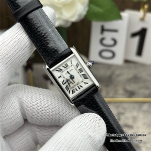 AF Swiss Quartz Tank Must 29.5x22mm White Dial Black Leather Strap - Image 4