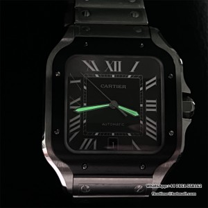 BVF MY9015 Santos Large 40mm Black Bezel Grey Dial SS Bracelet - Image 9