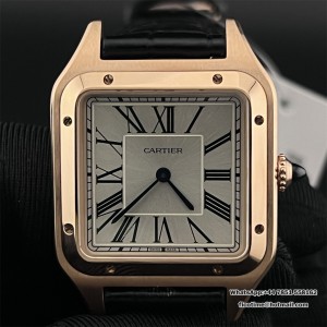 F1F Swiss Quartz Santos Dumont 43.5*31.4mm RG White Dial Black Leather Strap - Image 1