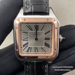 F1F Swiss Quartz Santos Dumont 43.5*31.4mm RG/SS White Dial Black Leather Strap - Image 1