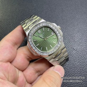 3KF A324SC Nautilus 5711 40mm Diamond Bezel Green Dial SS Bracelet - Image 4