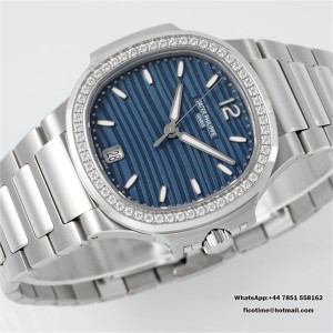 PPF A324SC Nautilus 7118 35.2mm Diamond Bezel Blue Dial SS Bracelet - Image 5